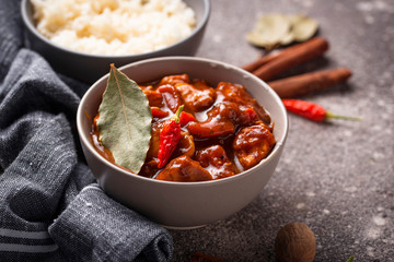 Curry chicken tikka masala with rice