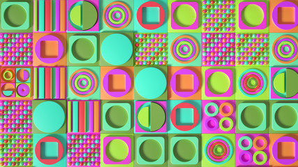 Beautiful colorful vibrant pattern. 3d illustration, 3d rendering.