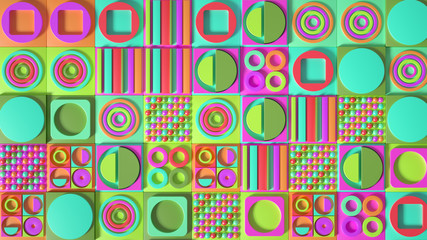 Beautiful colorful vibrant pattern. 3d illustration, 3d rendering.