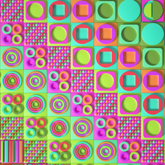 Beautiful colorful vibrant pattern. 3d illustration, 3d rendering.