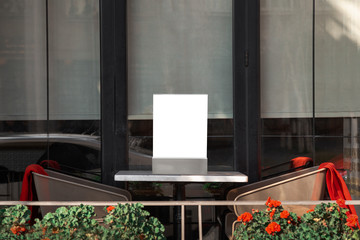 Blank menu board in cafe