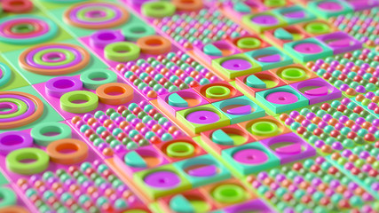 Fototapeta premium Beautiful colorful vibrant pattern. 3d illustration, 3d rendering.