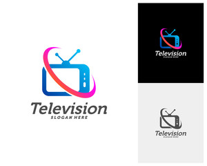 TV Creative logo concepts, Television logo design, abstract colorful icons, elements and symbols, template - Vector