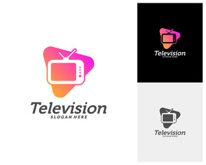 Media TV Creative logo concepts, Play Television logo design, abstract colorful icons, elements and symbols, template - Vector