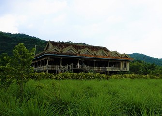 Fototapeta na wymiar Traditional Farmers house in the nature in Cambodia