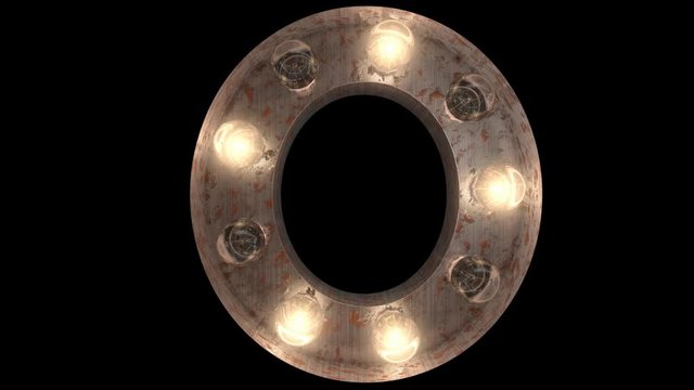 Rusty Steel Light Bulb letters with 4 looping blink animations and alpha O
