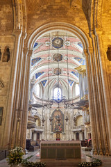 Vertical shot of the interior of a church in Lisbon Portugal