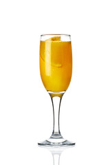 orange cocktail in a glass on a white background