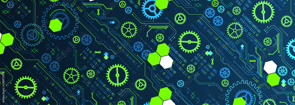 Wall mural abstract technology concept. computer code background. vector illustration