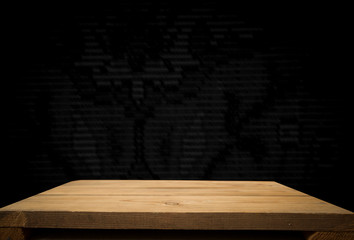 Empty dark wood background to insert. space for text