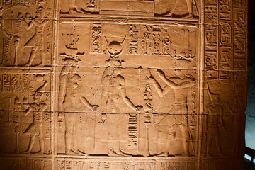 Hieroglyphics at egyptian temple