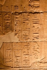 Hieroglyphics at egyptian temple