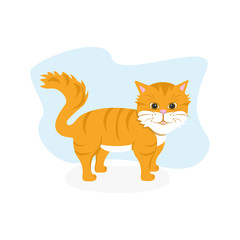 The redheaded cat smiles cute. Can be used as advertising, sticker, logo, icon.
