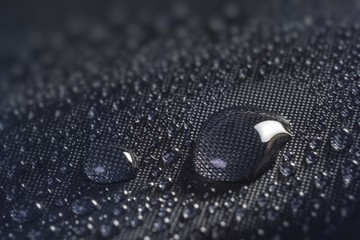 Many water drops on waterproof impregnated fabric.