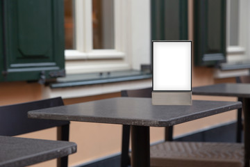 Blank menu board in restaurant-cafe