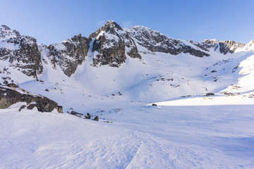 Obraz premium Kotlina Piatich Spisskych plies in winter. Tatra mountains. Slovakia.