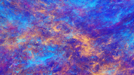 Abstract blue and orange fantastic clouds. Colorful fractal background. Digital art. 3d rendering.