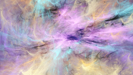 Abstract pink and orange fantastic clouds. Colorful fractal background. Digital art. 3d rendering.