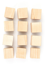 Wooden cubes on a white background