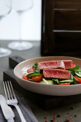 Grilled Tuna Steak with Vegetable Salad