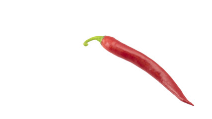 Pods of burning red pepper on a white background