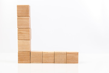 Wooden cubes on a white background