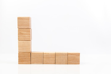 Wooden cubes on a white background