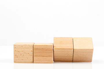 Wooden cubes on a white background