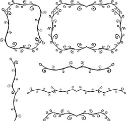 Vector drawings of decorative floral frames and borders