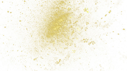 Colorful shiny golden particles. Abstract holiday background. Fantastic light effect. Digital fractal art. 3d rendering.
