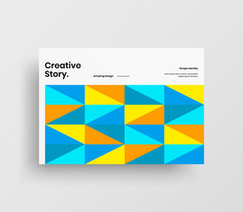 Creative business presentation vector A4 horizontal orientation front page mock up. Modern corporate report cover abstract geometric illustration design layout. Company identity brochure template.