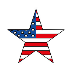 star with american flag on white background