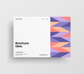 Fototapeta premium Creative business presentation vector A4 horizontal orientation front page mock up. Modern corporate report cover abstract geometric illustration design layout. Company identity brochure template.