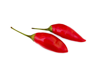 Red hot peppers isolated on white background