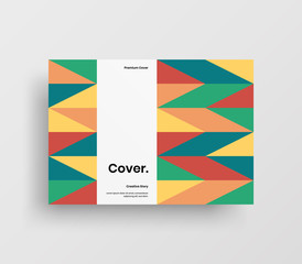 Naklejka premium Creative business presentation vector A4 horizontal orientation front page mock up. Modern corporate report cover abstract geometric illustration design layout. Company identity brochure template.