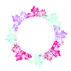 Floral circle frame with colorul leaves decoration. Arrangement for card ornament
