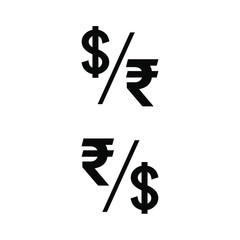 dollar and rupee symbol to compare their value stock vector