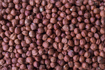 top view texture of hazelnut kernels. Healthy nutrition, natural protein. Vegetarian food
