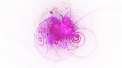 Abstract purple glowing shapes. Fantasy light background. Digital fractal art. 3d rendering.