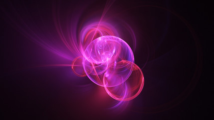 Abstract purple glowing shapes. Fantasy light background. Digital fractal art. 3d rendering.