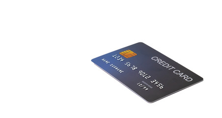 Close up credit card isolated on white background. mockup and fake credit card. Clipping path included.