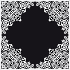 White Vector Square Shape Lace Doily Frame
