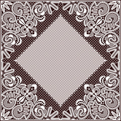 White Vector Square Shape Lace Doily Frame