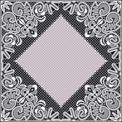 White Vector Square Shape Lace Doily Frame