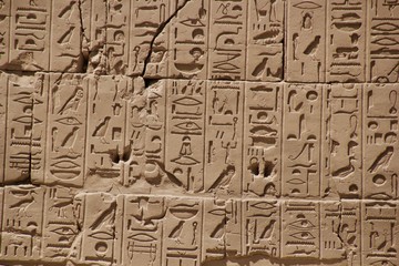 Fototapeta na wymiar hieroglyphics on egyptian temple wall
