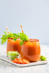 Bunny Mary, Easter mocktail. Copy space.
