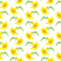 yellow lily seamless pattern