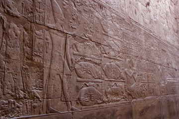 hieroglyphics on egyptian temple wall
