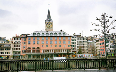 Zurich city center with winter view. Switzerland