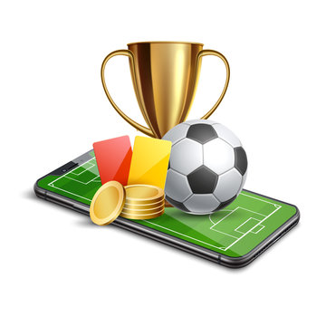 Vector 3d Golden Cup Football Card Betting Promo